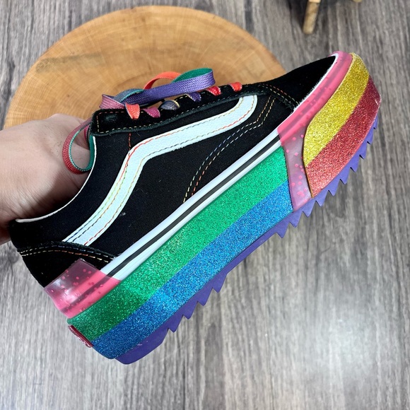 *Vans | Old Skool Unisex Stacked Rainbow Platform Size 5 - Picture 15 of 15
